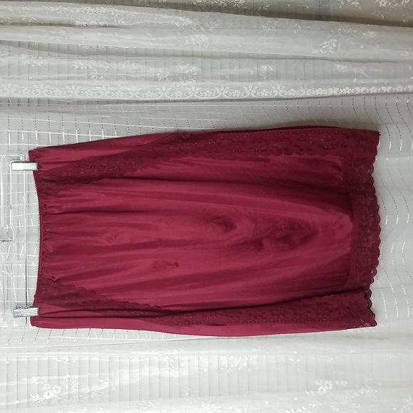 Vintage 50's 60's Maroon Red Half Slip with Lace Trim SzL